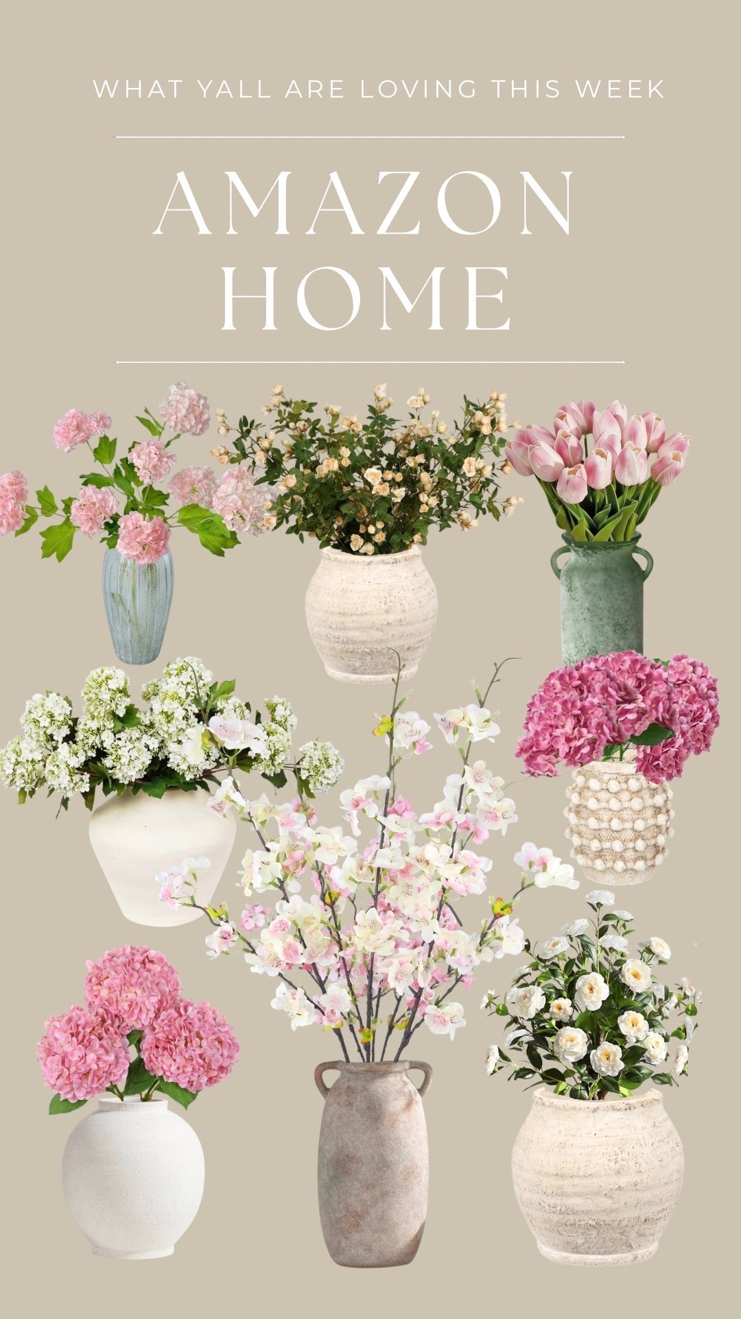 Faux florals and vases that give pottery barn but half the price! The best florals for a summer refresh! 
• 
• 
• 
rustic vases, ceramic vases, faux florals, faux plants, home decor, summer florals

#LTKHome #LTKSeasonal