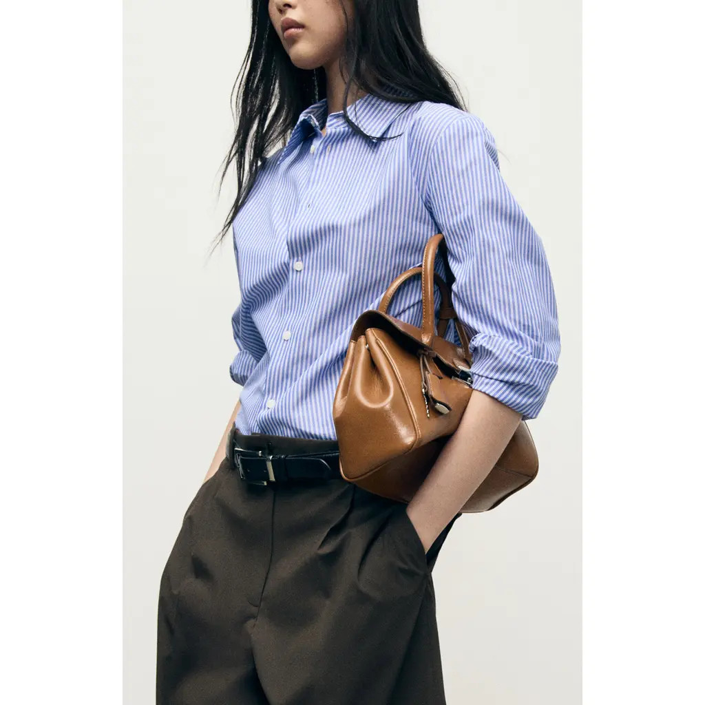 MANGO Stripe Button-Up Shirt in Blue at Nordstrom Rack, Size 6 | Nordstrom Rack