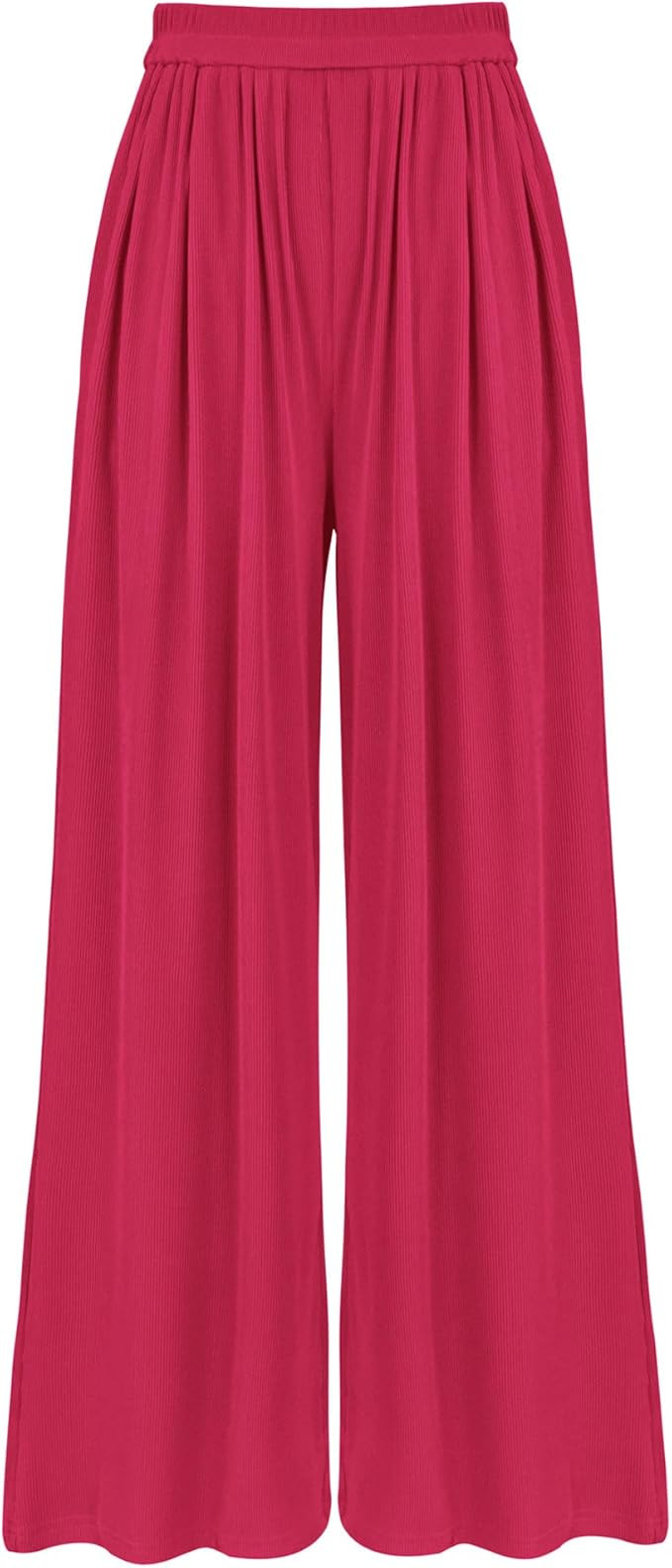 BTFBM Womens Casual Wide Leg Pants Summer Fall Clothes Pleated Elastic Waist Loose Palazzo Knit T... | Amazon (US)