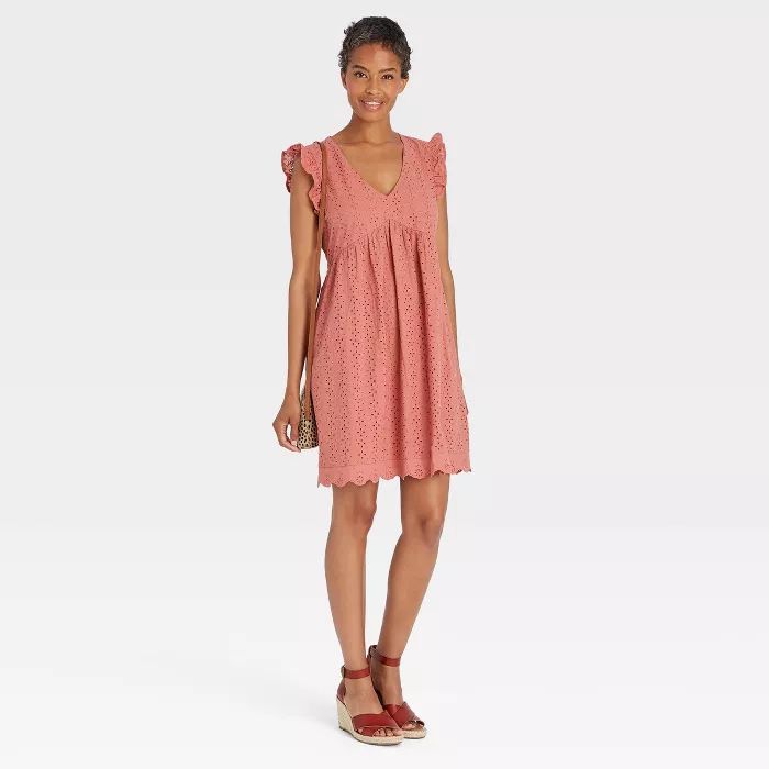 Women's Flutter Short Sleeve Eyelet Dress - Knox Rose™ | Target