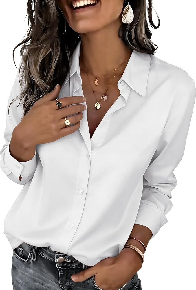 Zeagoo Button Down Shirts for Women Dressy Floral Printed Long Sleeve Blouse Business Casual Work... | Amazon (US)