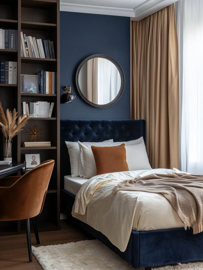 Design a teen bedroom that feels both elevated and functional with a navy velvet upholstered bed frame as the statement piece. A tufted velvet headboard instantly adds a touch of quiet luxury while still feeling cozy and age-appropriate for a growing teen. Whether you choose navy, taupe, warm brown, or deep burgundy, a velvet platform bed creates a sophisticated foundation that works beautifully in both boys’ and girls’ bedrooms.

Pair the bed with IKEA’s iconic Billy bookcases to maximize vertical storage and create a clean, organized study zone. Billy bookshelves are perfect for displaying books, décor accents, framed art, storage baskets, and school essentials while keeping a small bedroom layout practical and clutter-free. This setup is ideal for apartment living, compact spaces, or shared rooms where smart storage matters.

Layer the space with neutral bedding, soft cream sheets, textured throw blankets, and accent pillows for a warm, modern classic look. Add beige or taupe blackout curtains for softness and privacy, a round wall mirror to reflect light, and a compact desk with a comfortable chair to create a productive homework corner. The mix of velvet texture, wood shelving, and soft neutrals creates a balanced teen room design that feels mature, timeless, and effortlessly stylish.

This is how you design a modern teen bedroom that grows with them — practical storage, elegant materials, and a curated aesthetic that makes even a small space feel intentional and elevated.

#TeenBedroomDesign
#VelvetBedFrame
#IkeaBillyBookcase
#ModernSmallSpaceLiving
#bedroomrefresh 

 #LTKmomlife #LTKHome