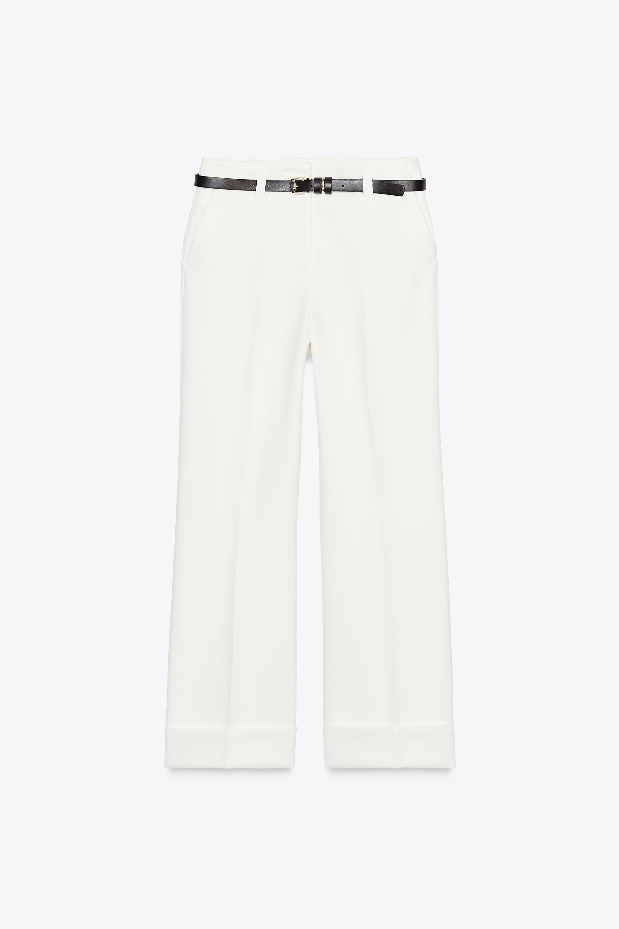 TURN-UP CUFF TROUSERS WITH BELT | Zara UK