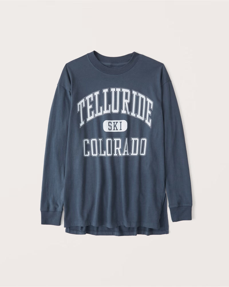 Women's Long-Sleeve Boyfriend Graphic Tee | Women's Tops | Abercrombie.com | Abercrombie & Fitch (US)