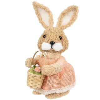Northlight Plush Girl Easter Rabbit Figurine with Basket - 10" | Michaels Stores