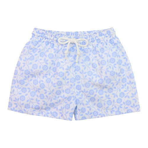 Blue Floral Print Swim Trunks | Cecil and Lou
