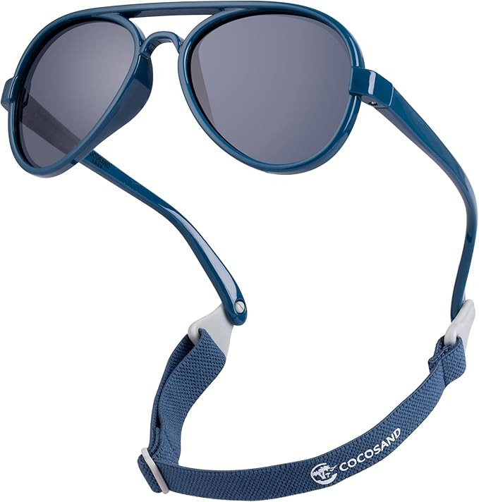 Baby Boys Girls Aviator Sunglasses with Strap Polarized Flexible Retro Pilot for Infants Toddler ... | Amazon (US)
