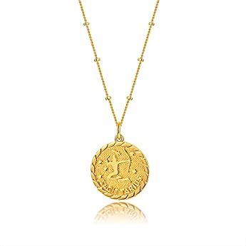 Amazon.com: VACRONA Coin Necklace 18k Gold Plated Vintage Textured Medallion Coin Pendant Round C... | Amazon (US)