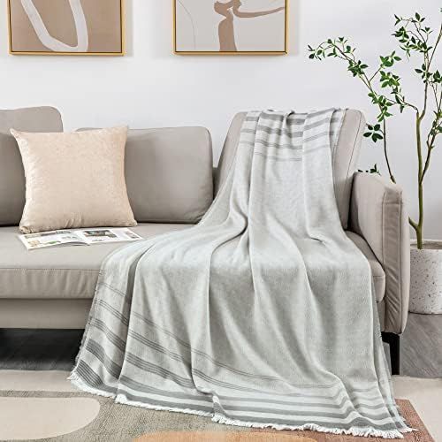 MANGATA CASA Boho Throw Blanket for Couch Sofa and Bed -Gray Lightweight Super Soft Woven Blanket... | Amazon (US)