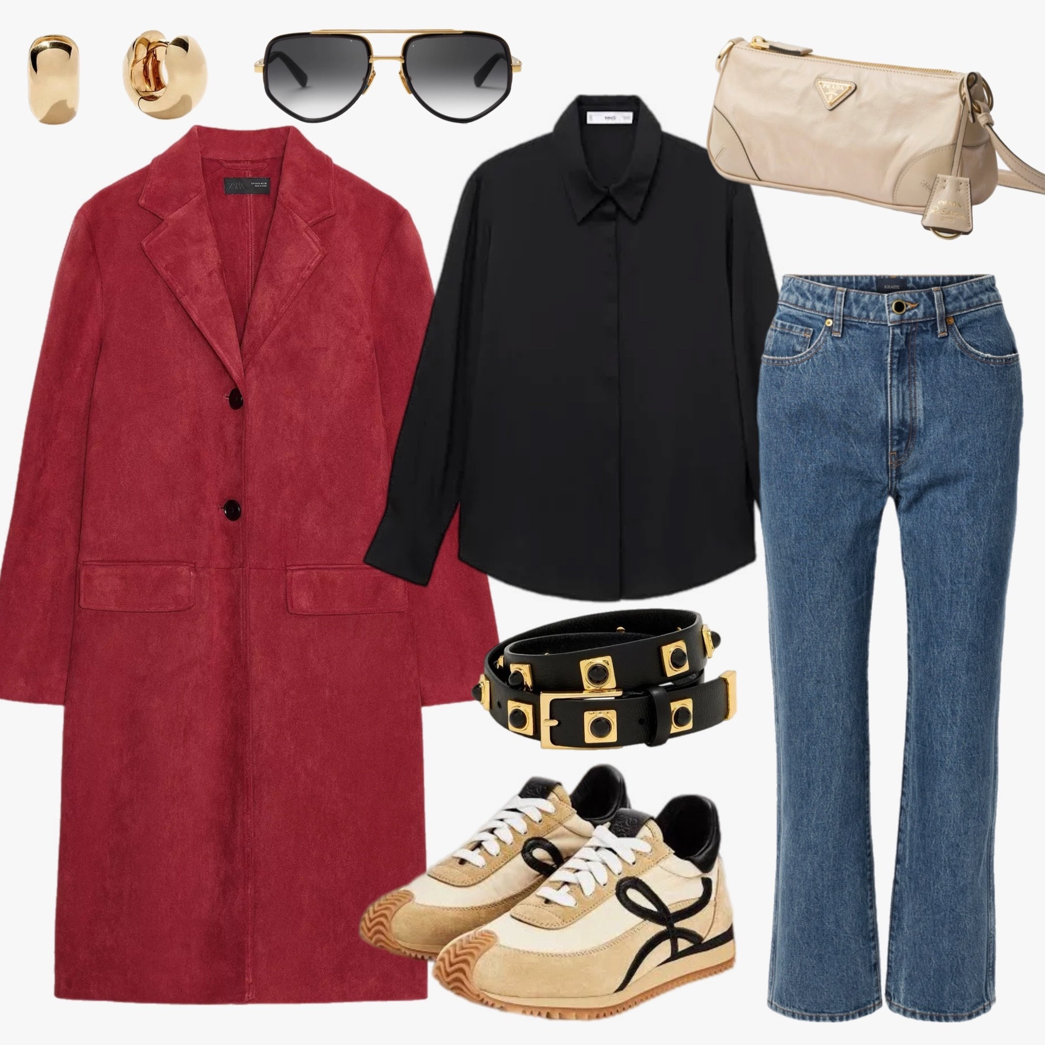 Effortless city style 🖤✨ For my NYC trip, I’m keeping it elevated yet easy — a suede red coat layered over a sleek black blouse and denim, finished with statement gold details and retro sneakers. Chic, comfortable, and ready to explore the city that never sleeps 🗽

#NYCStyle #CityChic #TravelOutfit #FallFashion #StreetStyle #LTKTravel #LTKstyletip