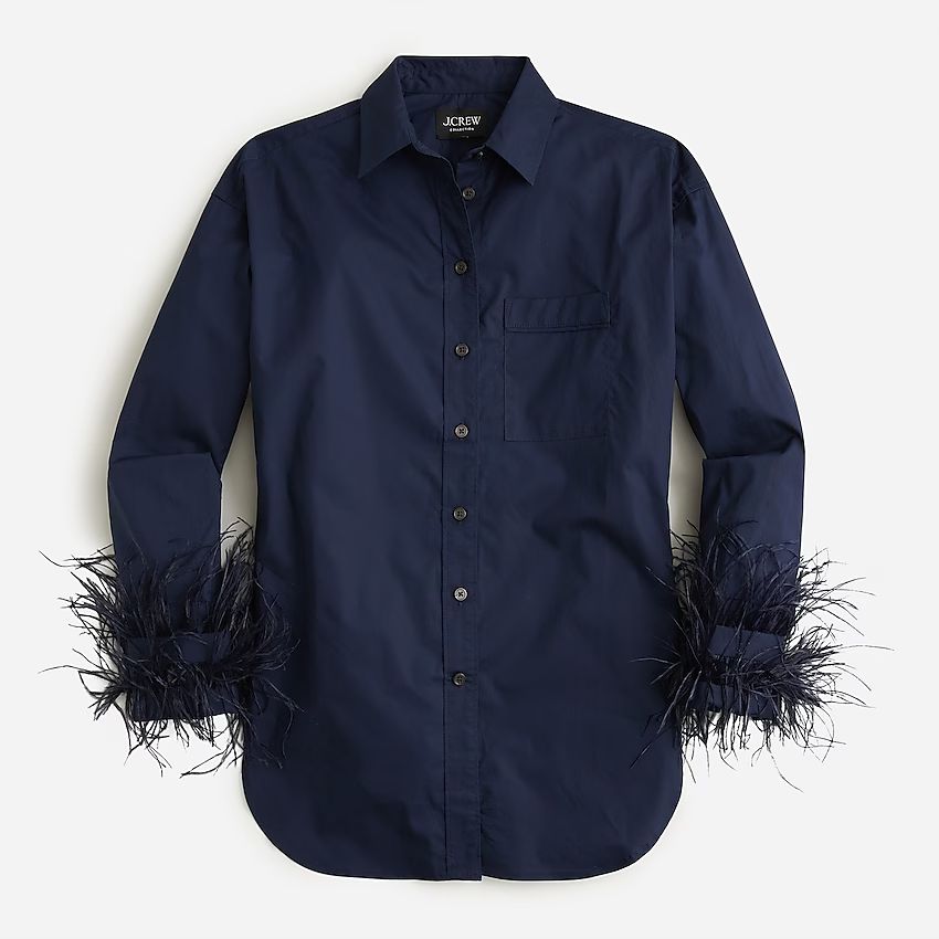 Collection cotton poplin shirt with feather trimItem BD772 
 Reviews
 
 
 
 
 
22 Reviews 
 
 |
 ... | J.Crew US