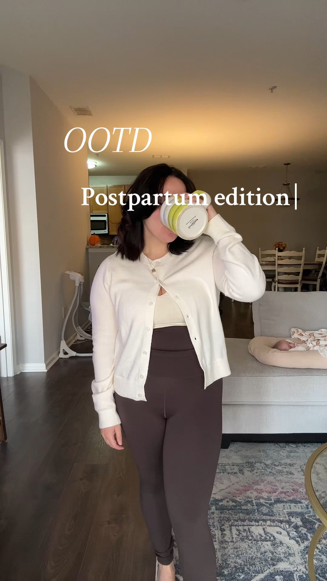 An outfit to be active in & to run errands 
Cardigan: M
Sports Bra Top: L 
Bottoms: M 

#LTKSeasonal #LTKActive #LTKPetite