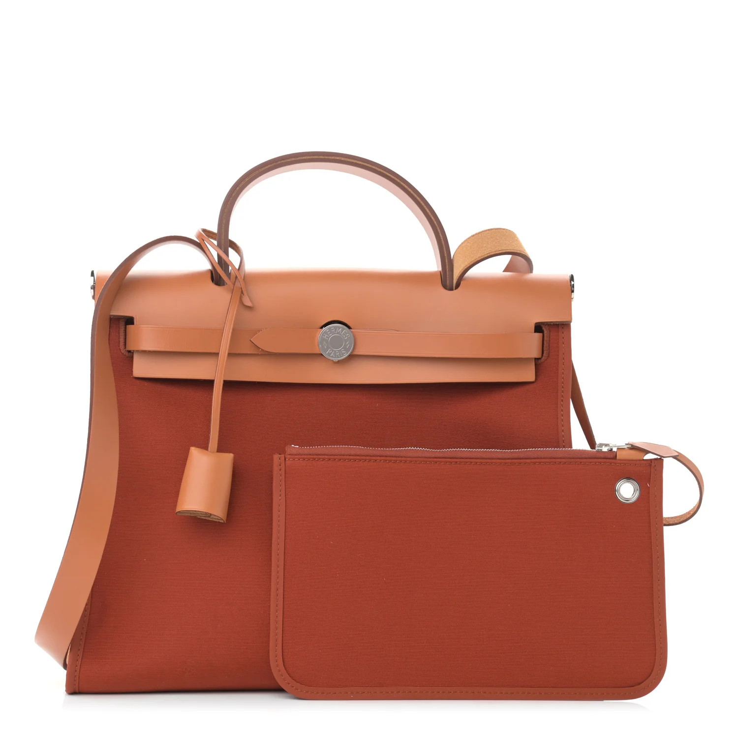 HERMES Military Toile Vache Hunter Herbag Zip 31 PM Cuivre Natural | FASHIONPHILE | Fashionphile