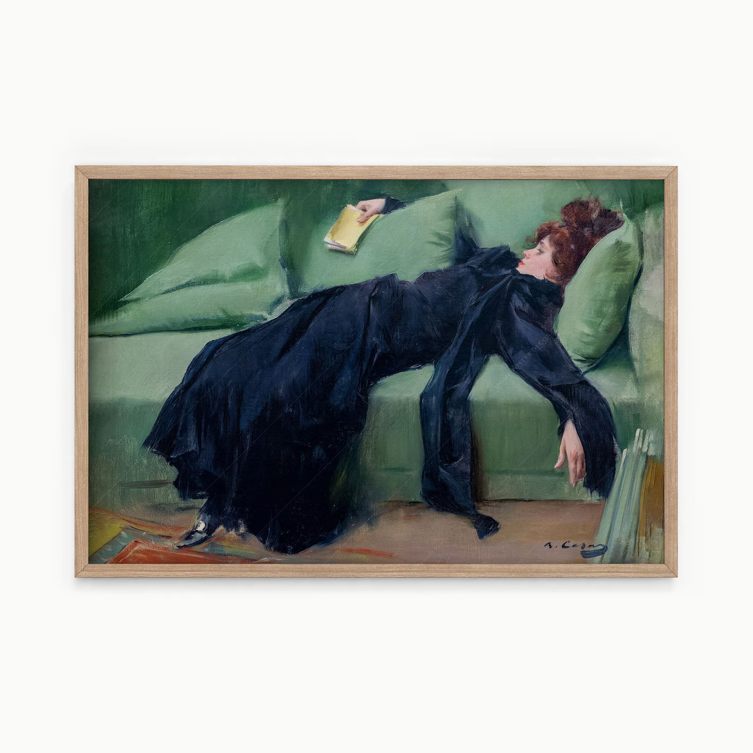 Decadent Young Woman After the Dance Gift for Friend Emerald Green Art Moody Vintage Portrait Ram... | Etsy (US)
