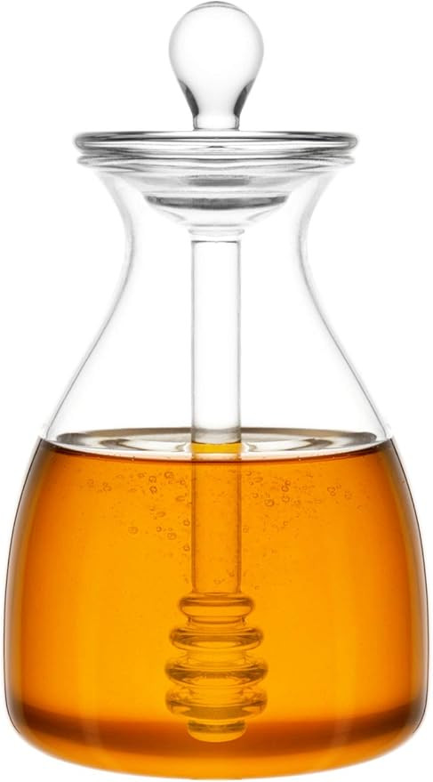 Mkono Honey Dispenser Glass Honey Pot Honey Jar with Dipper Sticks and Lid Cover Honey Containers... | Amazon (US)