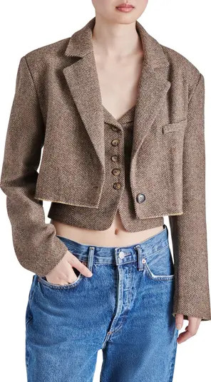 Steve Madden Rupi Herringbone Cropped Blazer | Nordstrom | Nordstrom