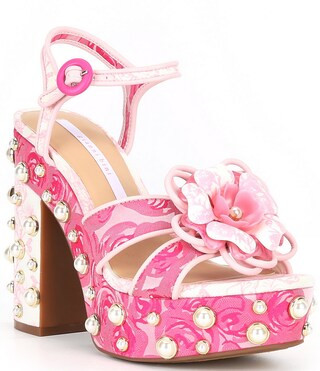 BrookTwo Floral Print Pearl Embellished Platform Dress Sandals | Dillard's