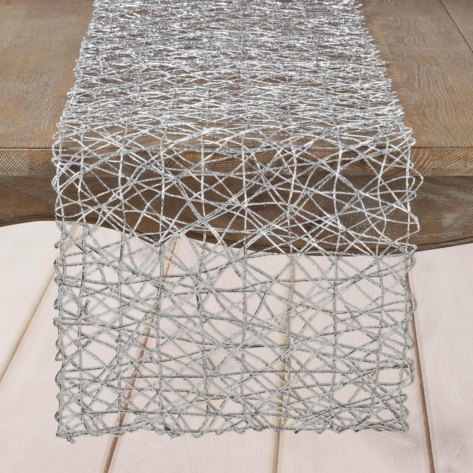 Efavormart 16" X 72" Silver Wire Nest Table Runner, Metallic String Woven Runner - Durable & Reus... | Amazon (US)