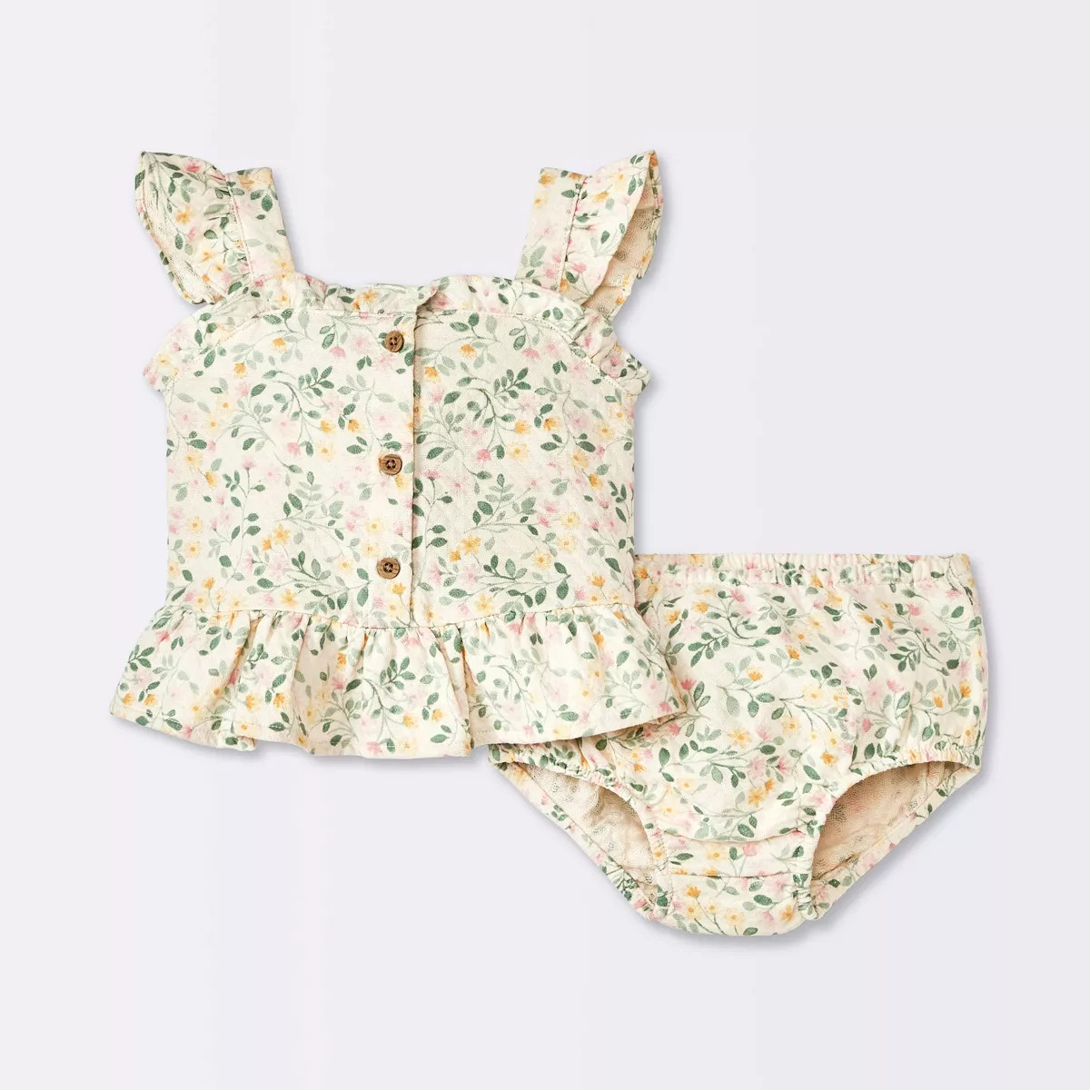 Baby Girls' Floral Peplum Top & Bloomer Set - Cloud Island™ Cream | Target