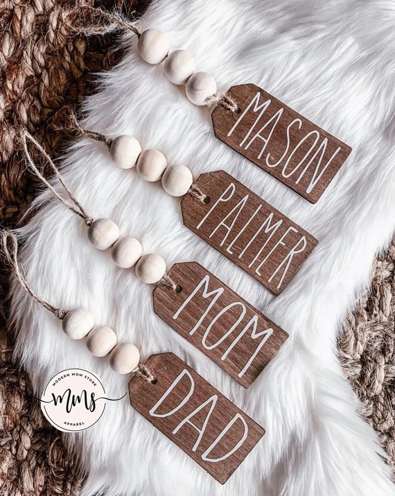 Wood stocking tags, Wooden Christmas tags, Farmhouse stocking tags, Personalized stockings tags, ... | Etsy (US)