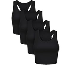 Boao 4 Pieces Basic Crop Tank Tops Sleeveless Racerback Crop Sport Top for Women | Amazon (US)