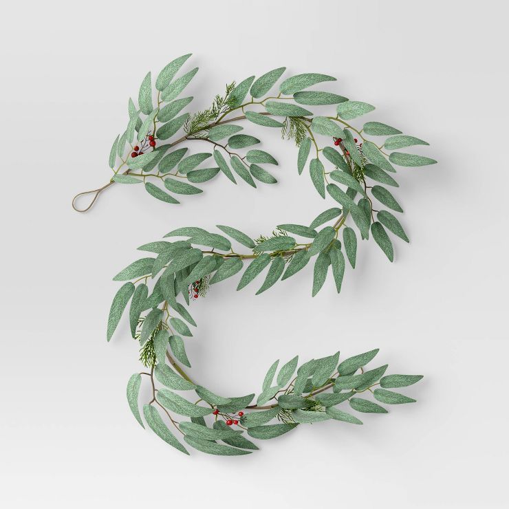 Mini Artificial Eucalyptus and Red Berry Garland - Threshold™ | Target