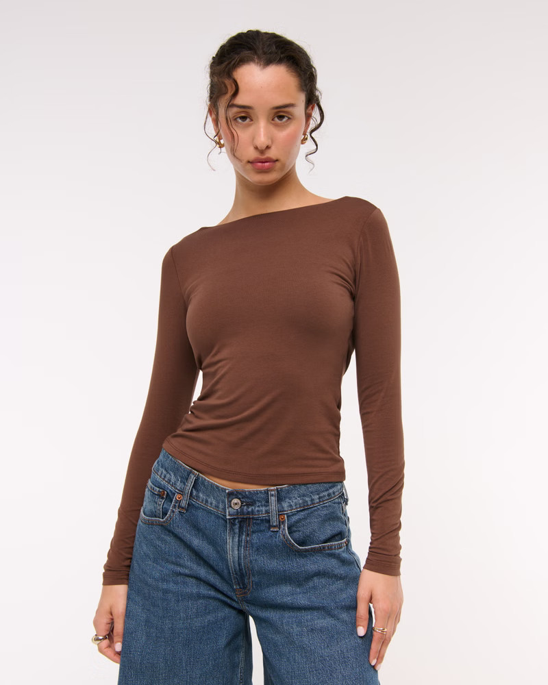Bra-Free Lurex Cowl-Back Hardware Top | Abercrombie & Fitch (US)