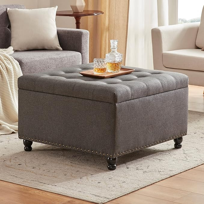 Tbfit Large Square Storage Ottoman Bench, Tufted Upholstered Coffee Table Ottoman with Storage, O... | Amazon (US)