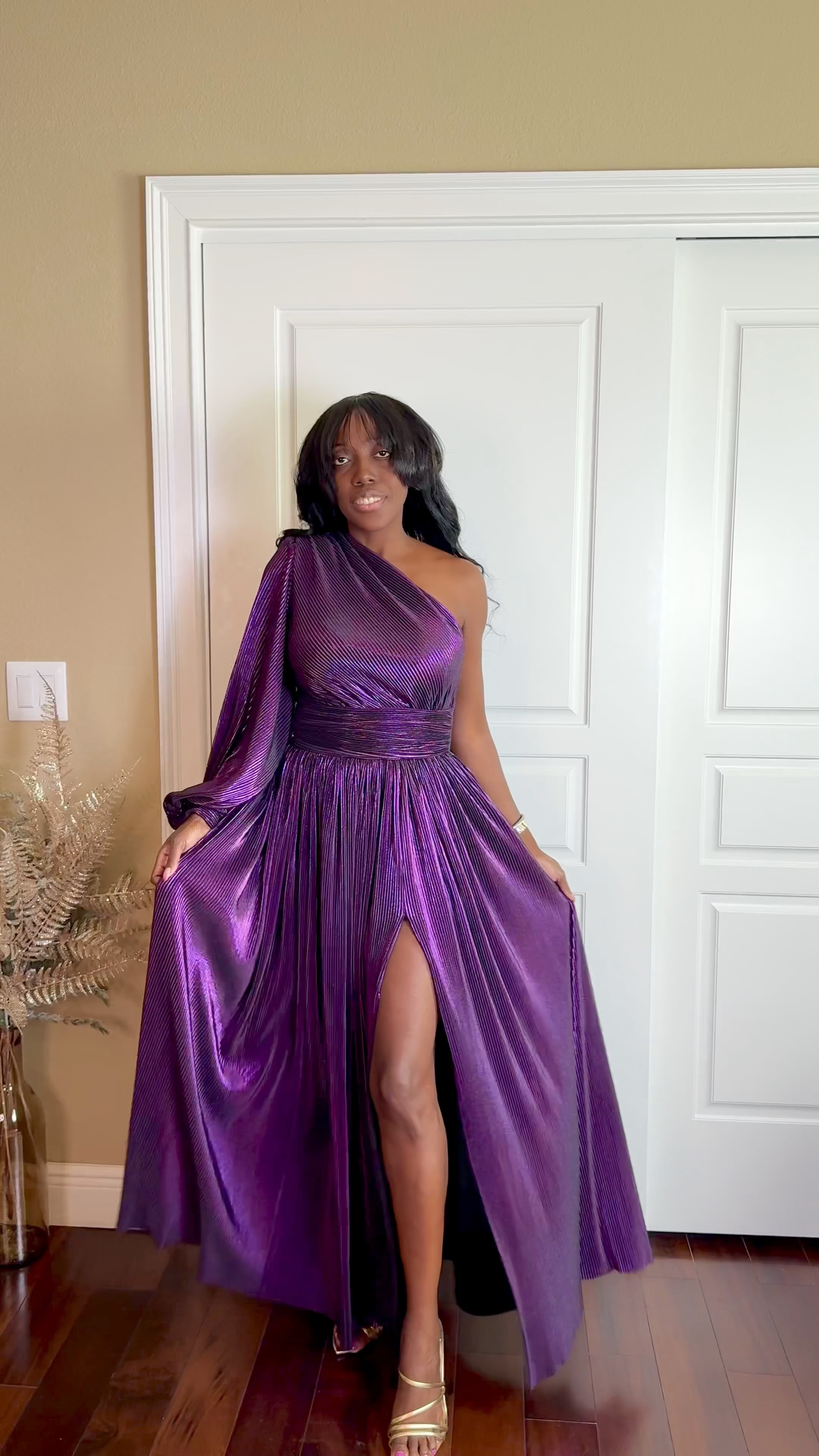 Going to a gala this evening and trying on what I should wear. 
Purple Gown: Love it. Has a long balloon sleeve. True to size. Wearing a size 6. 
Multi Color Gown: Beautiful in person. I also love it however the slit is too high for my taste. True to size. Wearing a 6. 
Black & Gold Sequin Gown: Beautiful gown. Has a back zipper closure and gold details on the bottom. True to size. Wearing a small. 
*In partnership with Rent The Runway 

Which one is your favorite? 

Party Outfit, Holiday Outfit, Holiday Outfits, Gala Outfits, Dresses, Dress, Gowns, Wedding Guest Dress, 

#LTKSeasonal #LTKParties #LTKOver40 #LTKWatchNow #LTKWedding #LTKHoliday