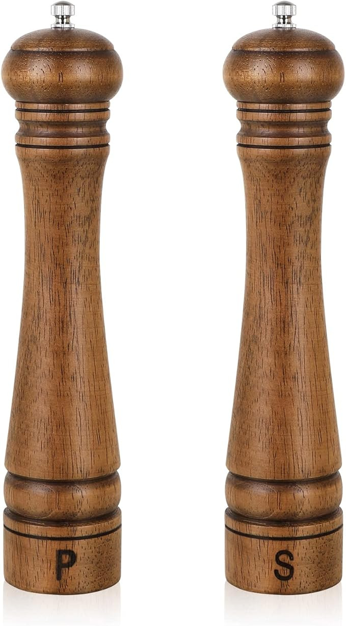 Pack of 2 Wood Pepper Grinder Set, XWXO 10 Inch Salt Mill And Pepper Grinder Set, Pepper Mill, Sa... | Amazon (US)