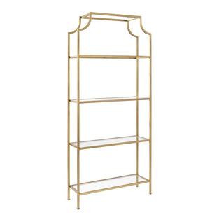 80 in. Gold/Clear Metal 4-shelf Etagere Bookcase with Open Back | The Home Depot