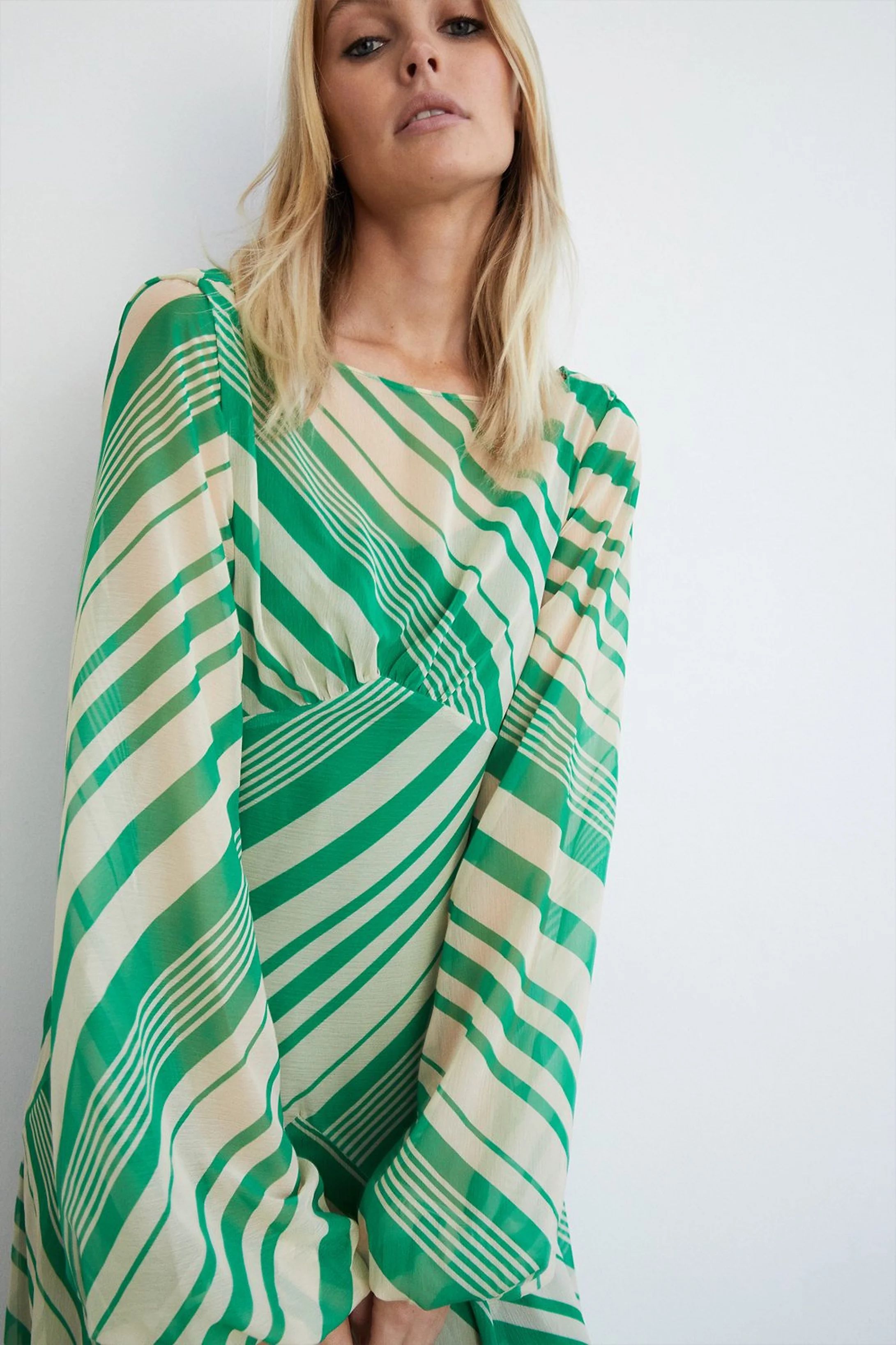 Stripe Placement Print Drop Back Maxi Dress | Warehouse UK & IE