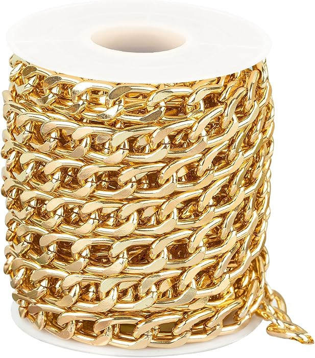 Jabogrii 16.4 Feet Gold Plated Aluminum Jewelry Making Chains Curb Cuban DIY Chain Bulk for Jewel... | Amazon (US)