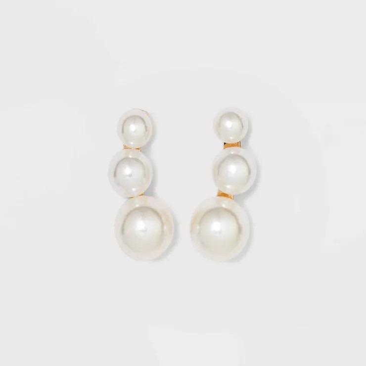 Pearl Gold Stud Earrings- A New Day™ White | Target