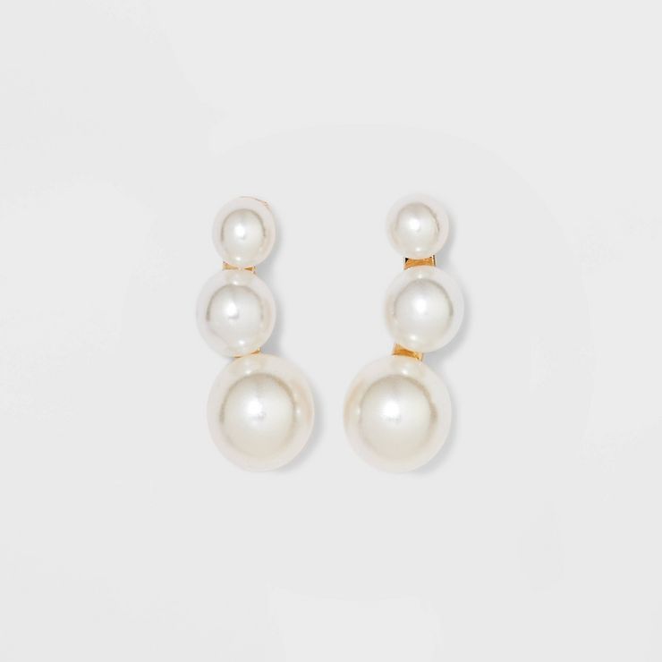 Pearl Gold Stud Earrings- A New Day™ White | Target