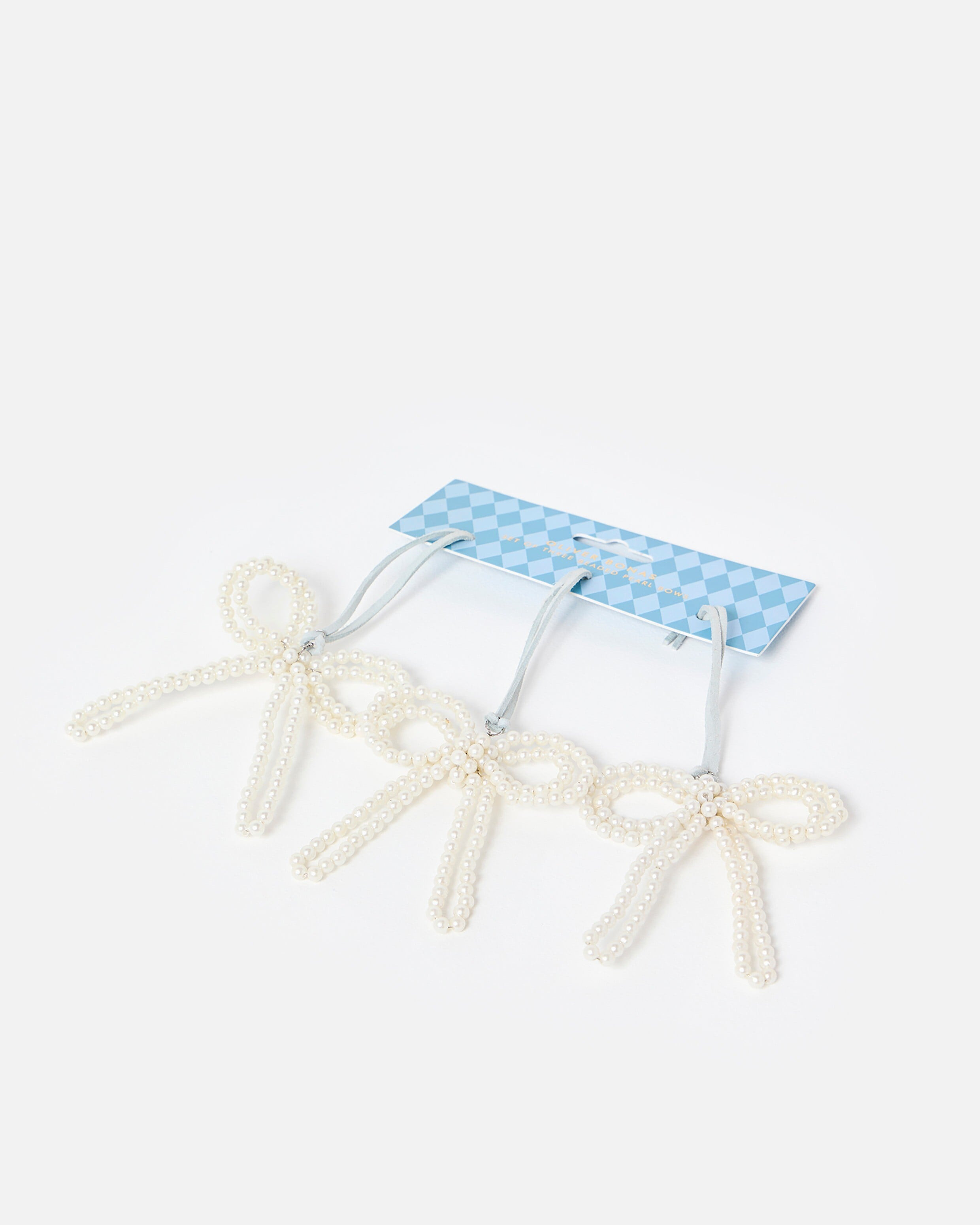 Pearl Beaded Bow Decorations Set of Three | Oliver Bonas | Oliver Bonas (Global)