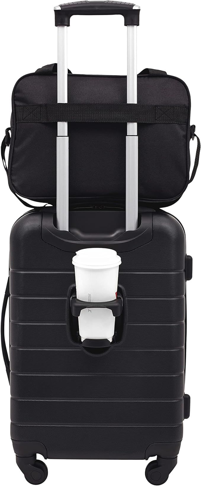 Wrangler Smart Luggage Set with Cup Holder, USB Port and Phone Holder, Black, 2 Piece Set | Amazon (US)