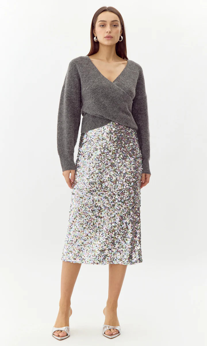 Lacey Sequins Midi Skirt | Greylin Collection | Women's Luxury Fashion Clothing 