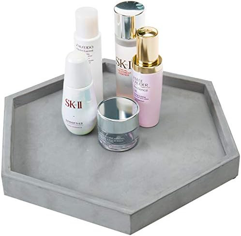 MyGift Modern Gray Concrete Hexagonal Decorative Display Bathroom Vanity Tray | Amazon (US)