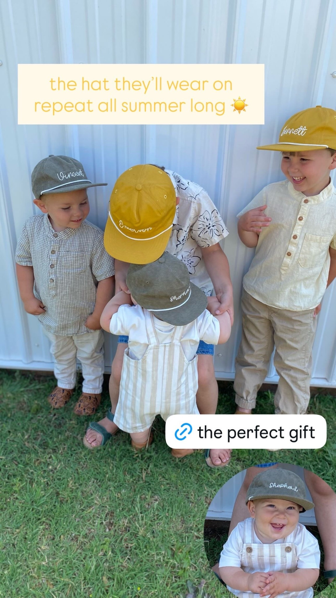the hat they’ll wear on repeat all summer long ☀️ #personalizedgift #kidgiftideas #boygiftideas #vacationfit