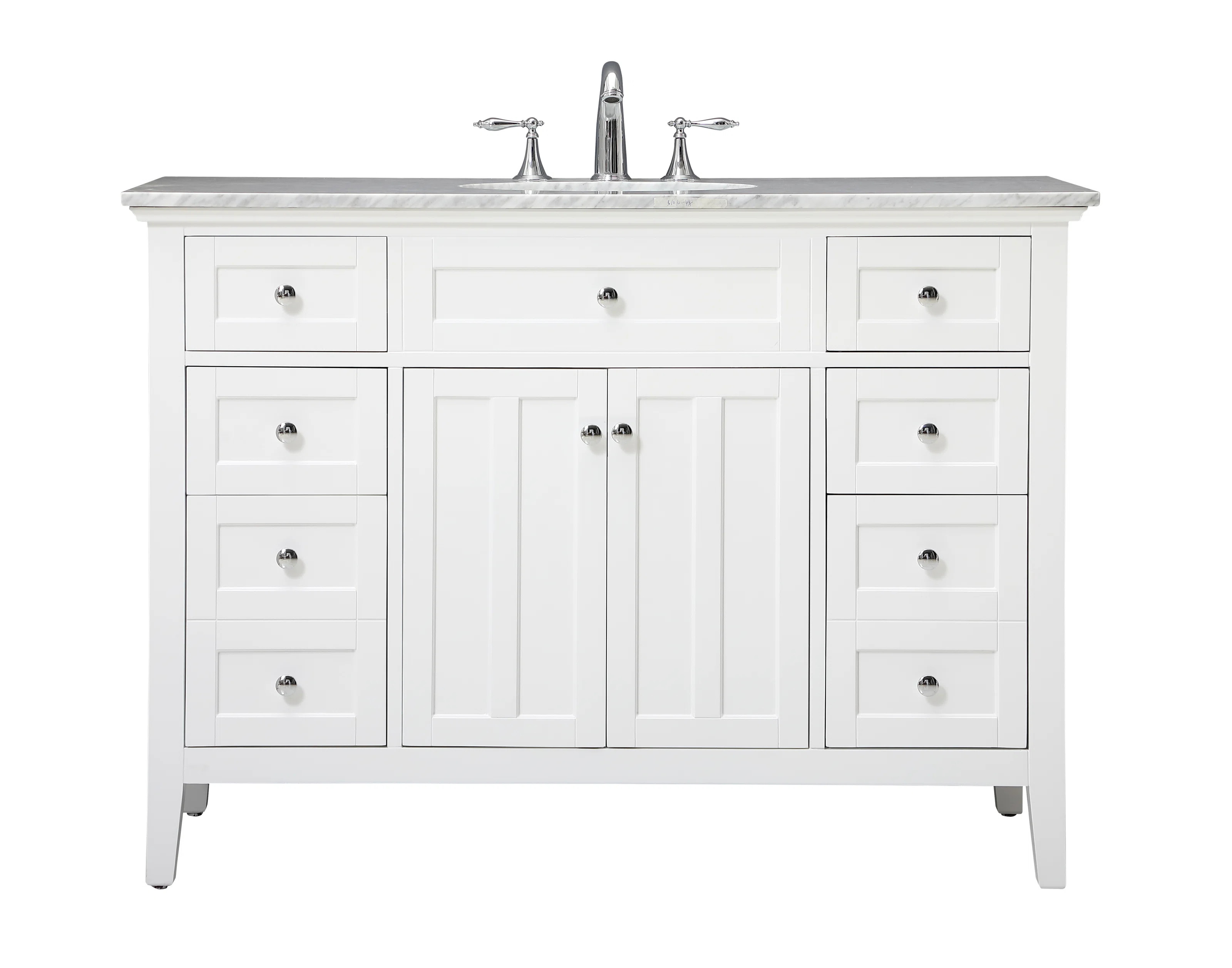 Moffett 48'' Free-standing Single Bathroom Vanity with Marble Vanity Top | Wayfair North America