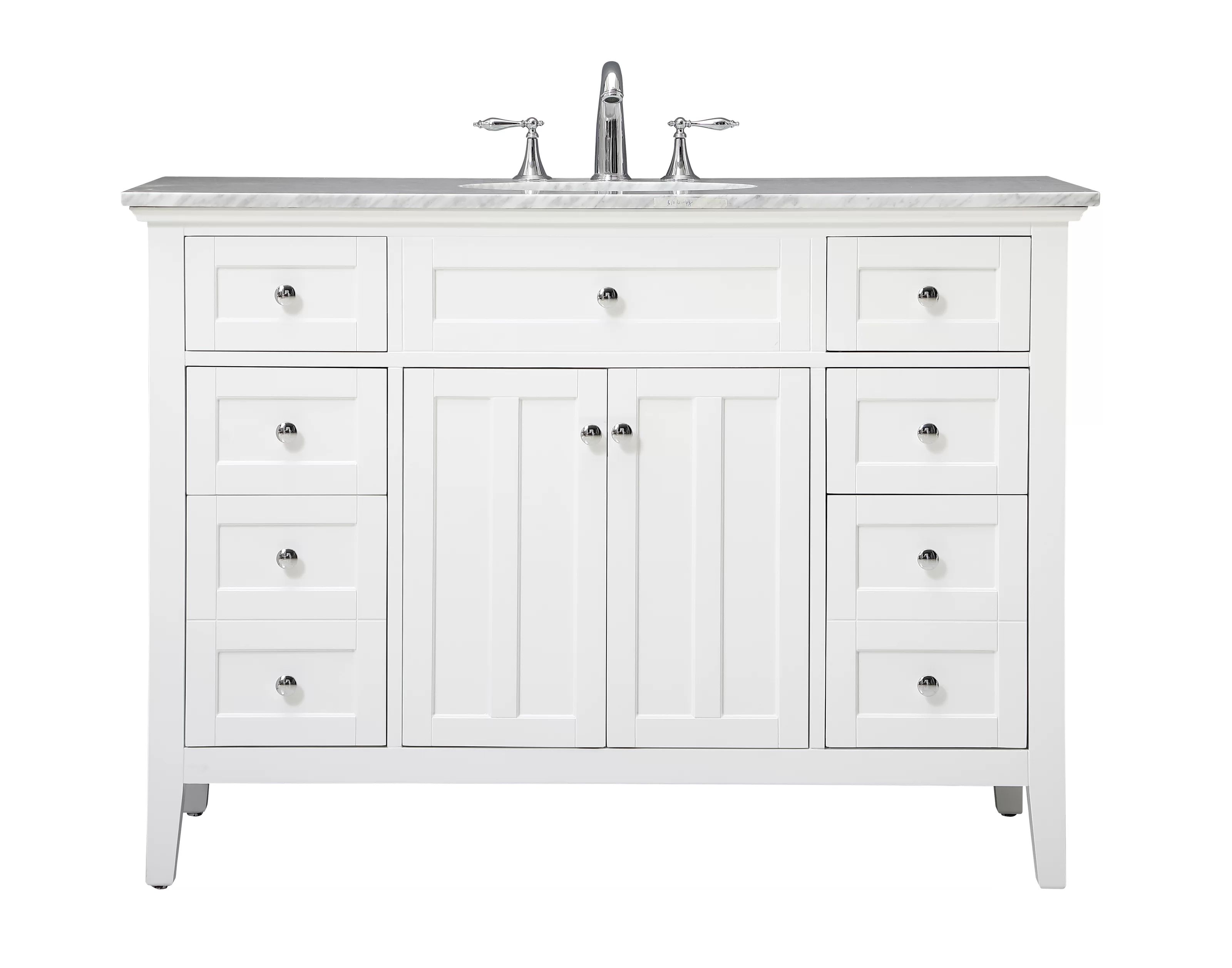 Moffett 48'' Free-standing Single Bathroom Vanity with Marble Vanity Top | Wayfair North America