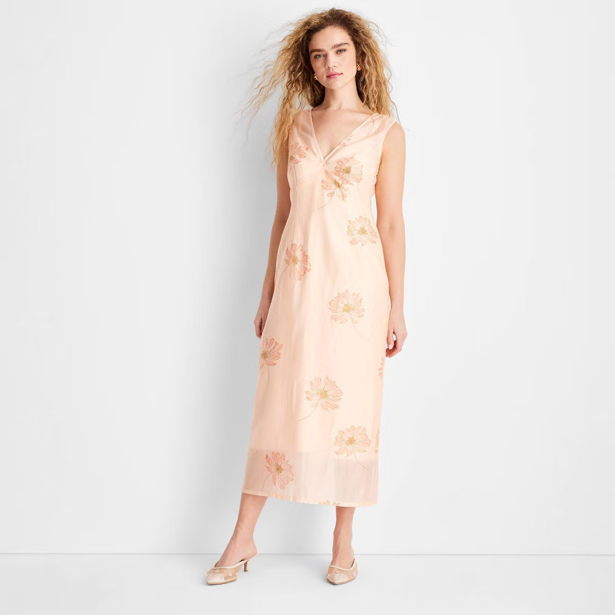 Women's Slip Midi Dress - Future Collective Light Pink Floral | Target