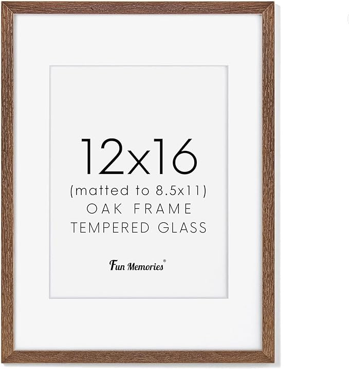 12x16 Picture Frame, Solid Oak Wood 12 x 16 Frame for Wall, 12 by 16 Picture Frames with Real Gla... | Amazon (US)