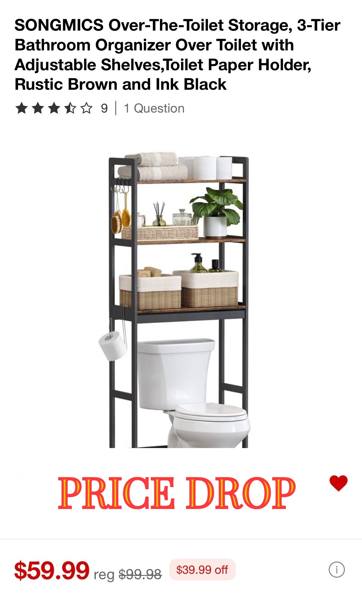 Calling all mamas sending their college kiddos off to school soon! Snag this from @Target while the PRICE IS DROPPED! This over-the-toilet storage, 3-Tier Bathroom organizer is perfect for the dorm bathroom. #collegedorms #dormlife #target