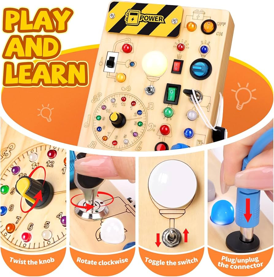 Grarain Busy Board for Toddlers - Montessori Educational Toy for 1-3 Year Old Boys & Girls | Trav... | Amazon (US)