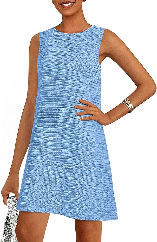 PRETTYGARDEN Women's Beach Cover Up Dress 2025 Summer Sleeveless Hollow Out Bathing Suit Swimwear... | Amazon (US)