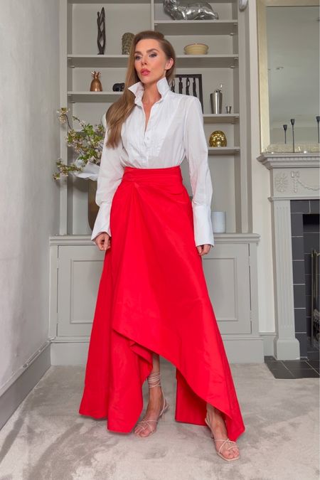 - red maxi skirt