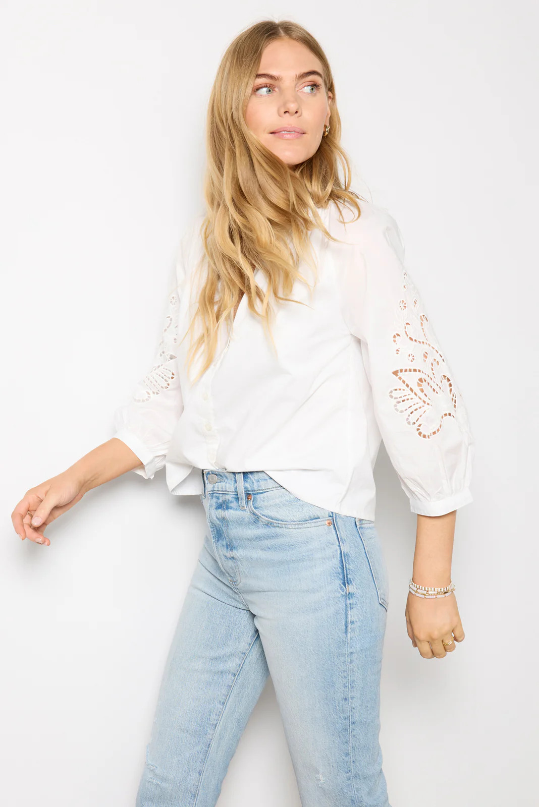 Ainsley Eyelet Sleeve Top | Evereve