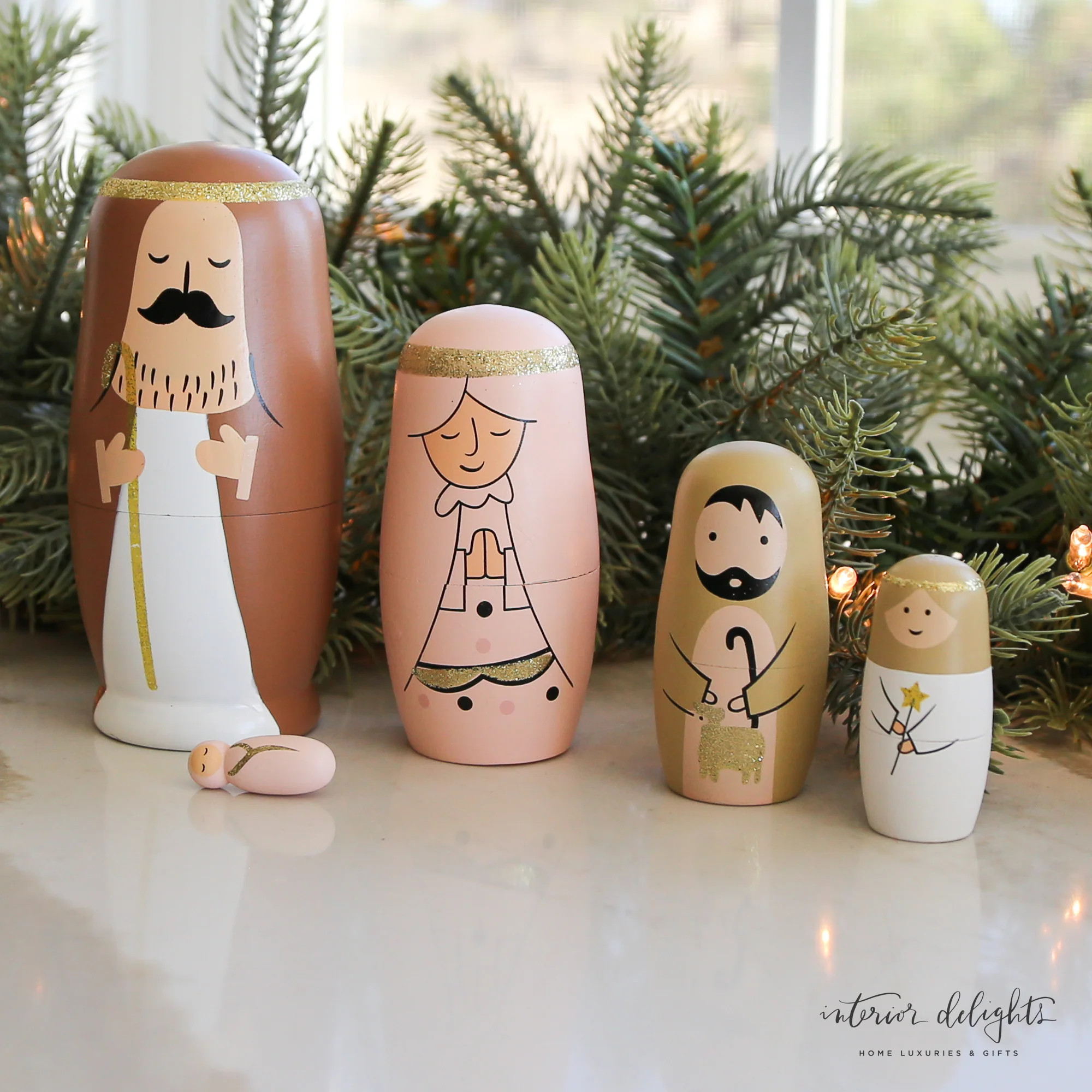 Wood Nativity Nesting Dolls | Interior Delights
